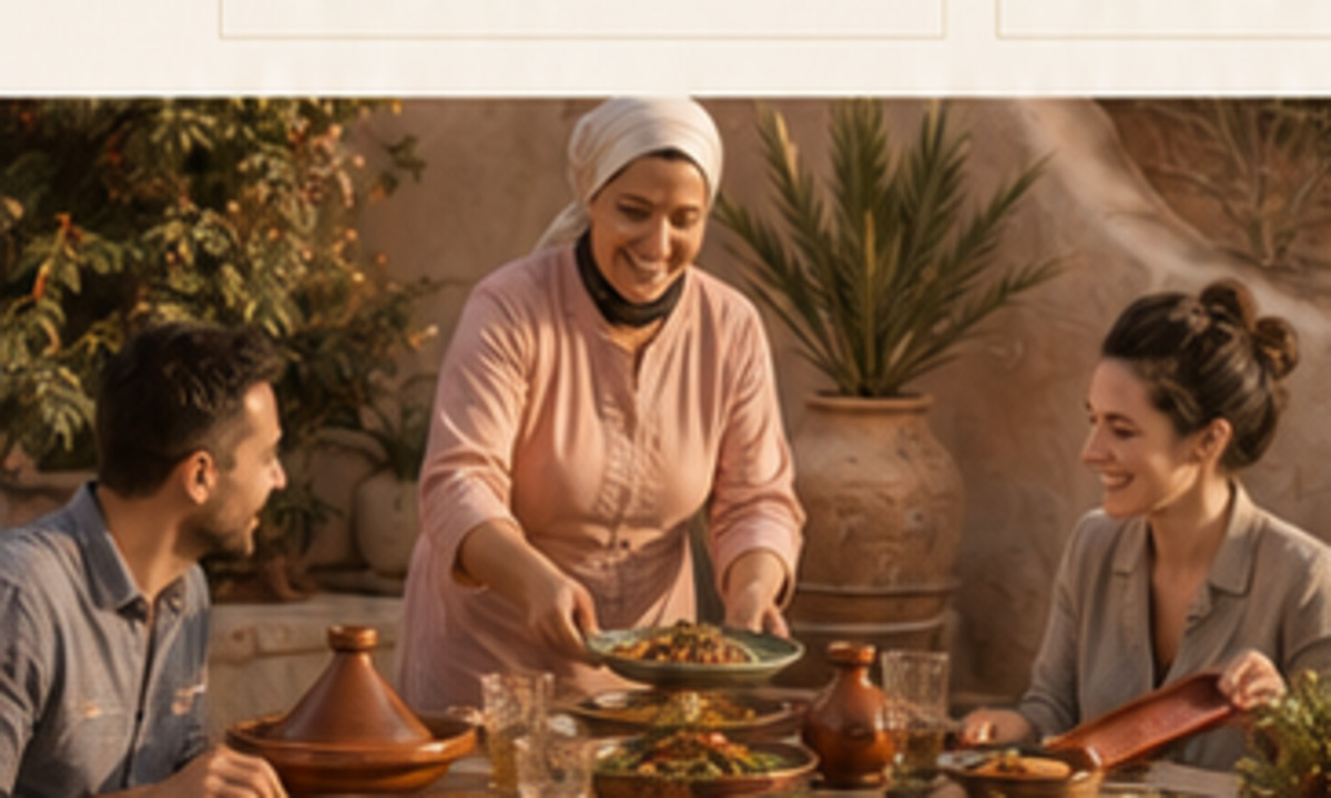 A Moroccan host welcoming guests